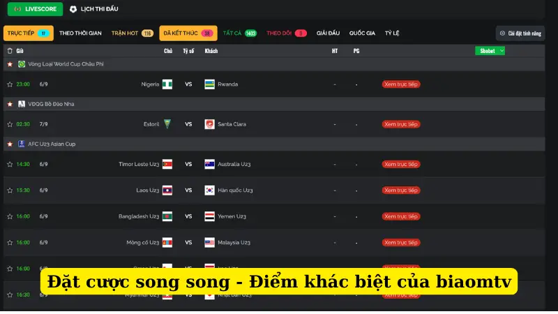 Đặt cược song song - Điểm khác biệt của biaomtv