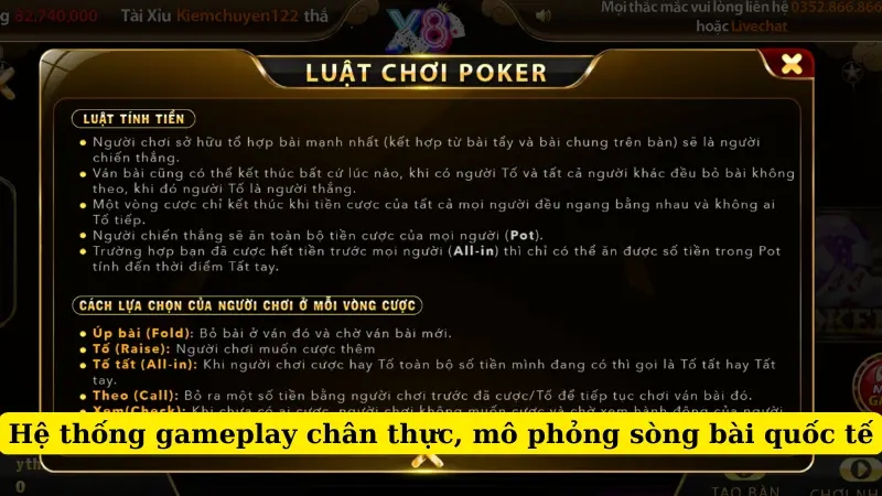 Hệ thống gameplay chân thực, mô phỏng sòng bài quốc tế